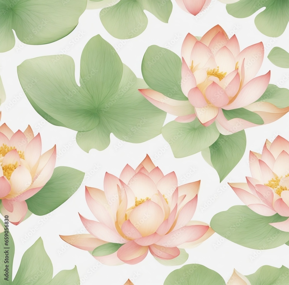 seamless pattern with lotus flowers
