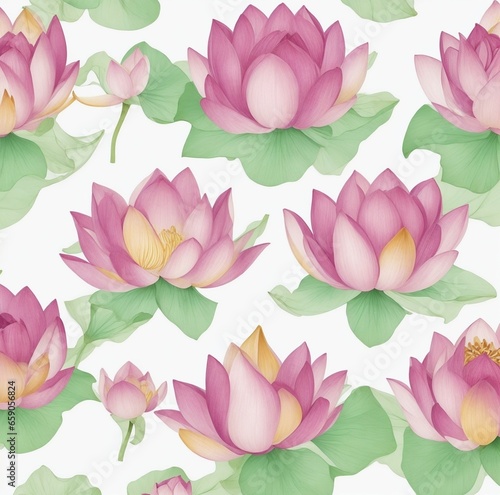 seamless pattern with pink lilies
