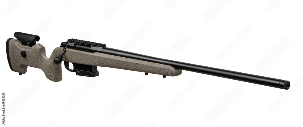 Modern bolt carbine isolated on white background. Weapons for sports, hunting and self-defense. Modern bolt carbine isolated on white background. Weapons for sports, hunting and self-defense.