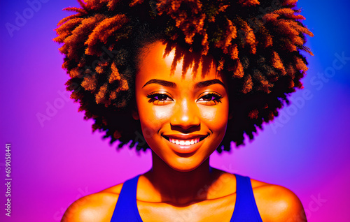 Portrait of a beautiful young african american woman with afro hairstyle.