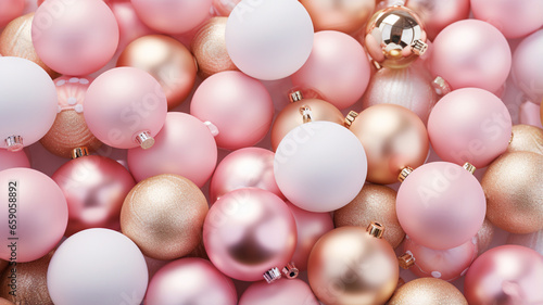 christmas background of pink balls