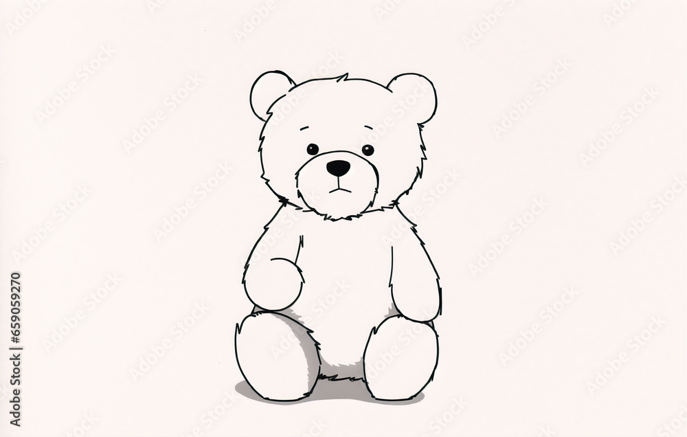 Fototapeta premium Illustration of a cute teddy bear isolated on a white background. Coloring page outline