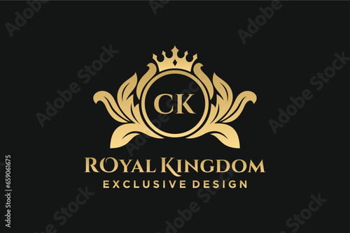 Letter CK template logo Luxury. Monogram alphabet . Beautiful royal initials letter.