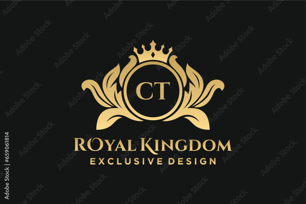 Letter CT template logo Luxury. Monogram alphabet . Beautiful royal initials letter.