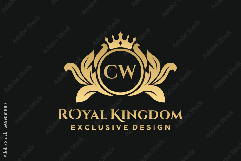 Letter CW template logo Luxury. Monogram alphabet . Beautiful royal initials letter.