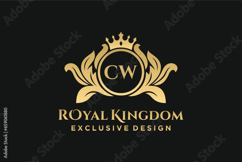 Letter CW template logo Luxury. Monogram alphabet . Beautiful royal initials letter.