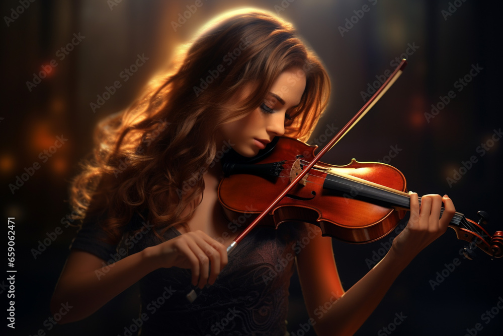 Fototapeta premium musician played a soulful melody on her violin