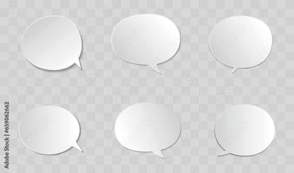 White blank speech bubbles isolated vector set. Infographic design thought bubble on the transparent background. Eps 10 vector file. White blank speech bubbles isolated vector set. Infographic design thought bubble on the transparent background. Eps 10 vector file.
