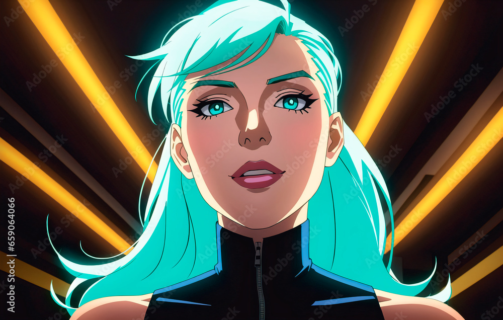 Portrait of a beautiful woman in neon light Portrait of a beautiful woman in neon light