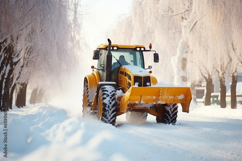the tractor cleans the snowdrifts. generative ai. heavy snowfall paralyzed the city. the tractor cleans the snowdrifts. generative ai. heavy snowfall paralyzed the city.
