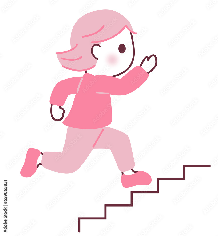 階段を上る女の子のイラスト 階段を上る女の子のイラスト