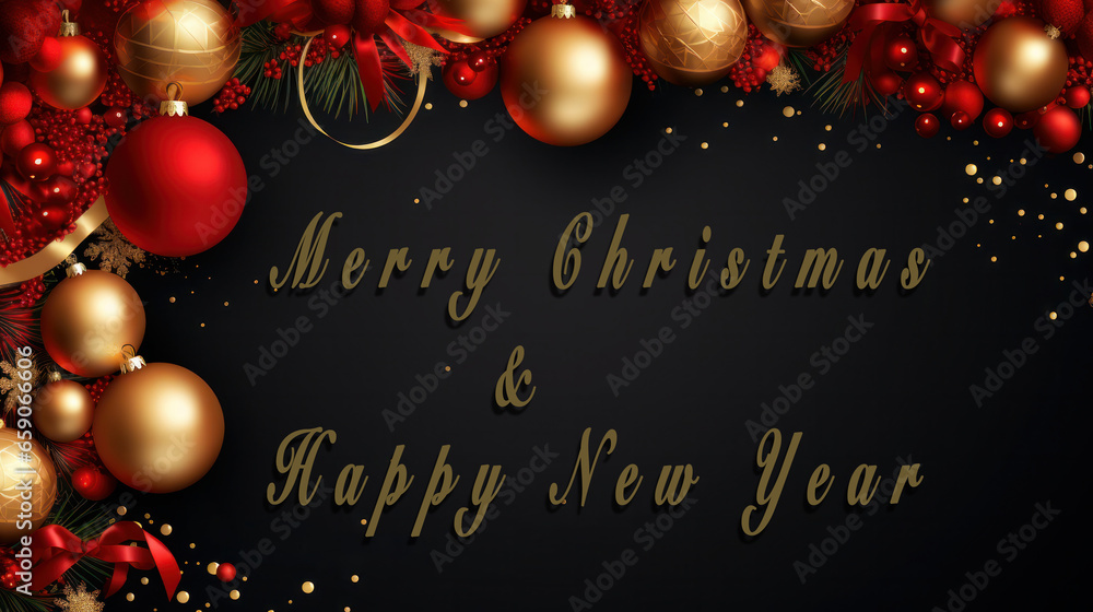 Merry christmas and happy new year, top view for background