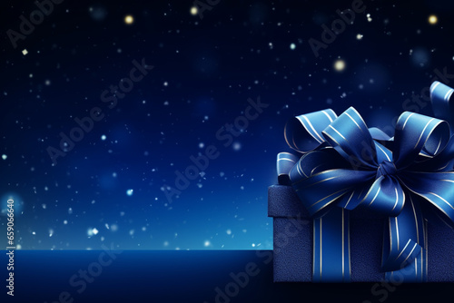 Christmas or New Year colorful greeting banner with swirl ribbons and stars. Vivid colorful background with copy space. Generative AI