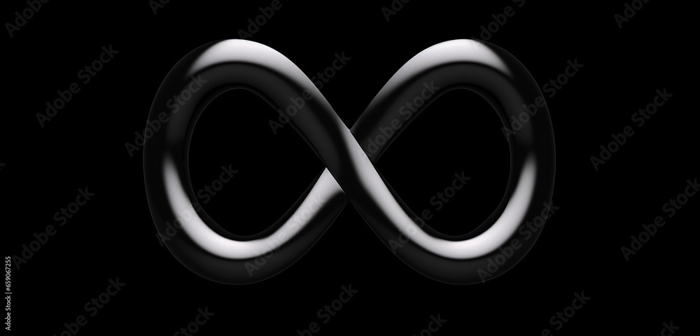 Infinity symbol on a dark background. Generative artificial intelligence Infinity symbol on a dark background. Generative artificial intelligence