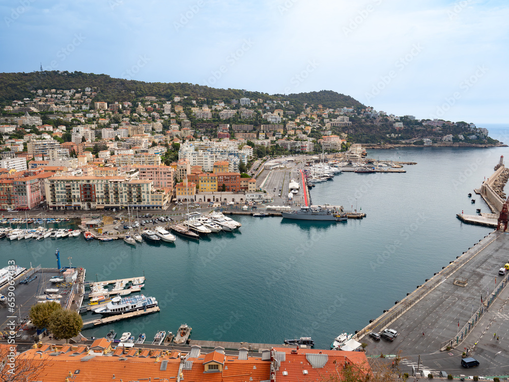 Aerial view of the Quartier du port in Nice.