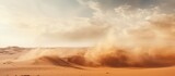 Blurred image Sandy desert storm Air filled with dust