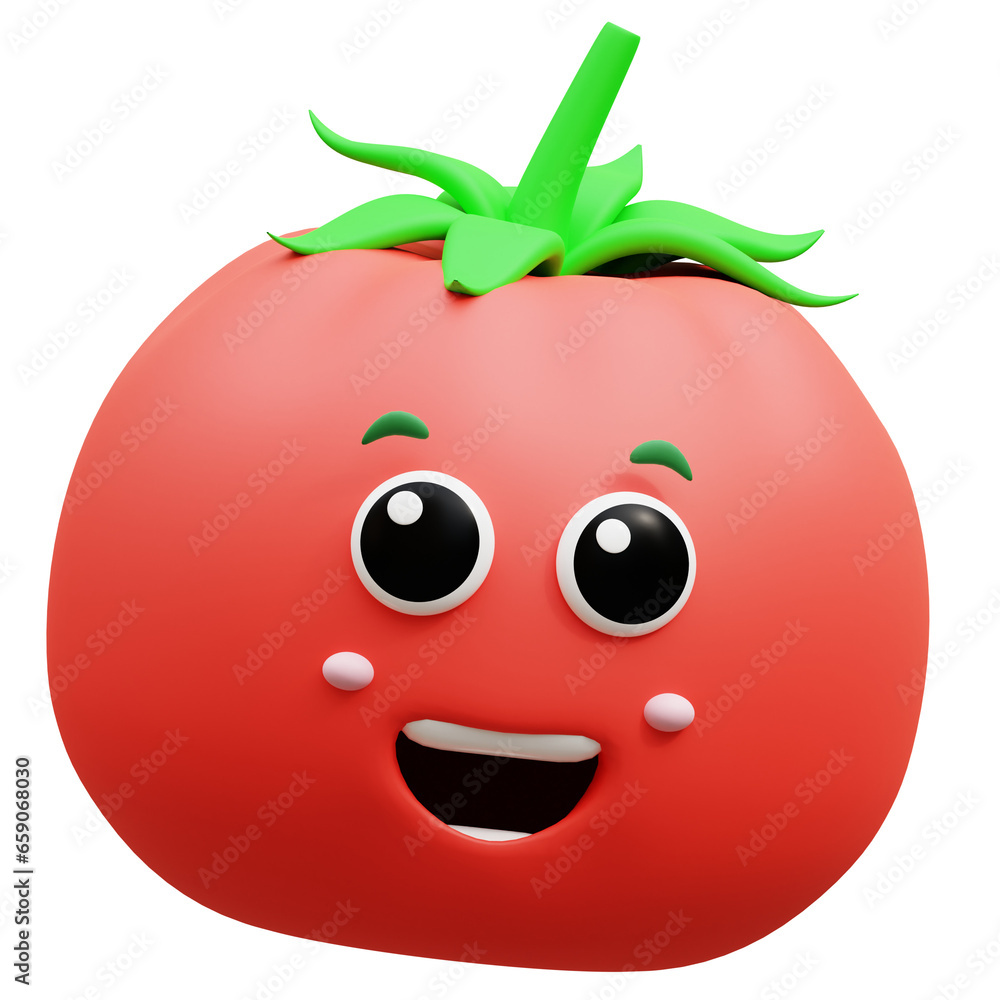 3d rendering on kawaii tomato fruit mascot illustration 3d rendering on kawaii tomato fruit mascot illustration
