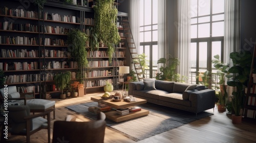 Living Room Interior Idea.Generative AI