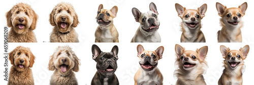 Collection of cute dogs on transparent background PNG