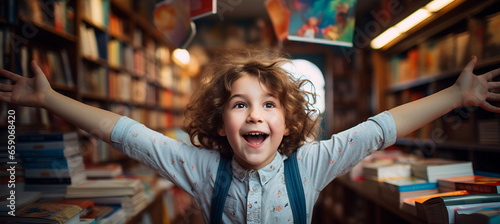 Back to School Joy, Excited Child Embracing Books, Choosing the Best for a New School Year