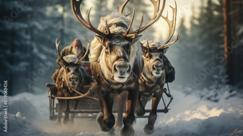 Santa Claus in a reindeer cart. ©   Vladimir M.