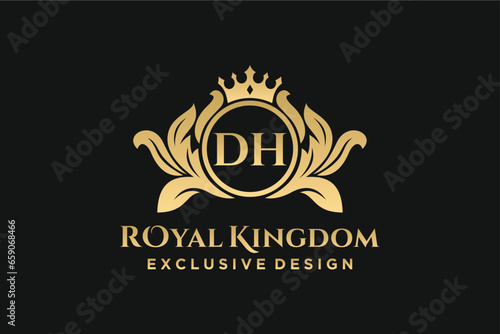 Letter DH template logo Luxury. Monogram alphabet . Beautiful royal initials letter.