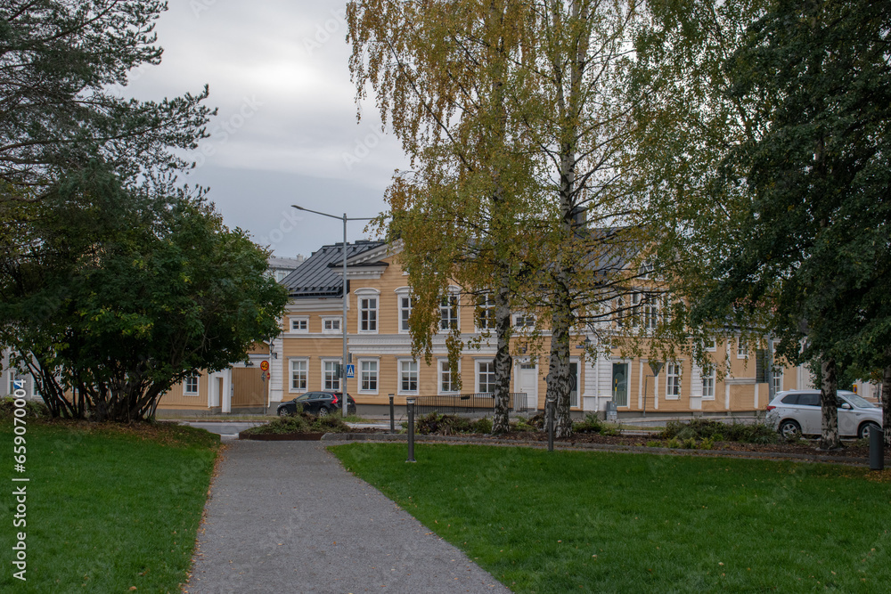 Lulea, Sweden - October 6, 2023: The Lulea City center photographed on a autumn day.