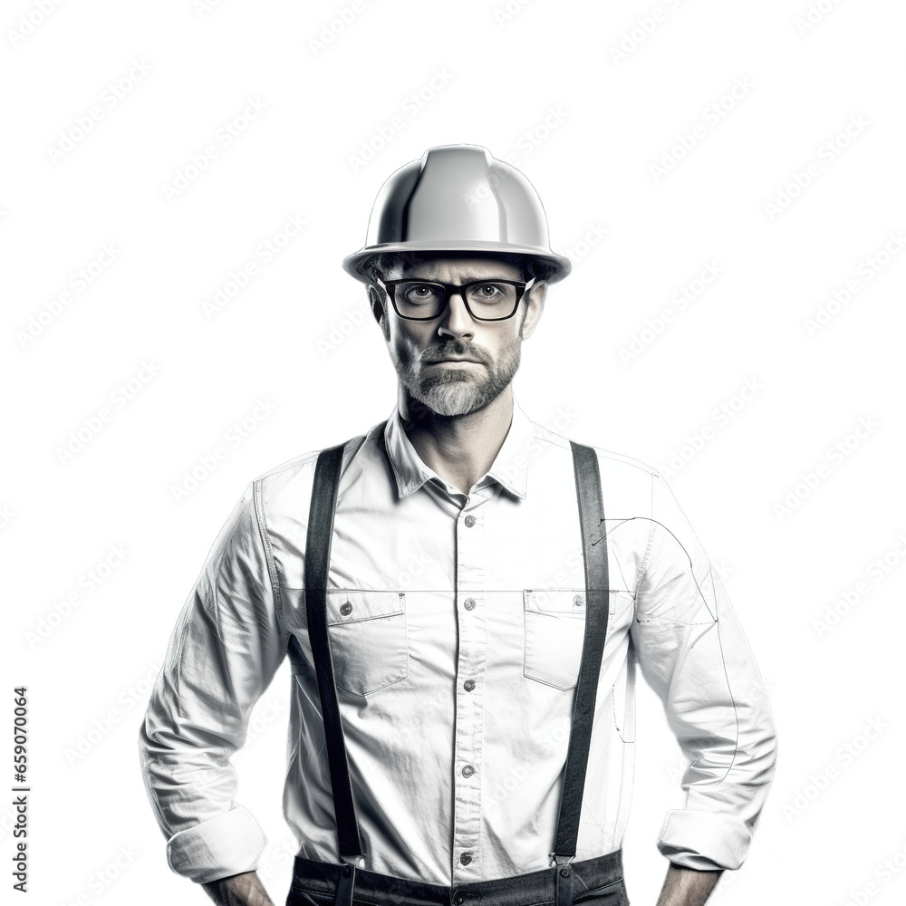 Engineering man isolated on transparent background, Generative ai. Engineering man isolated on transparent background, Generative ai.