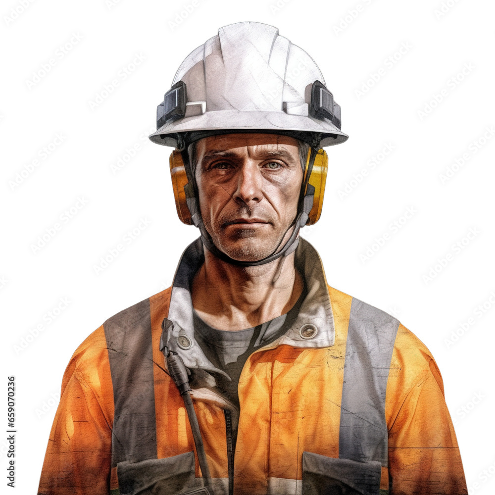 Fototapeta premium Engineering man isolated on transparent background, Generative ai.