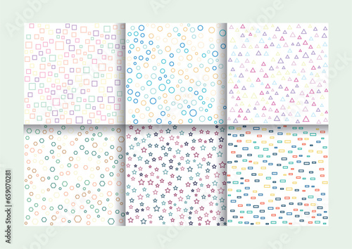 set of colorful bauhaus geometric pattern design banner template