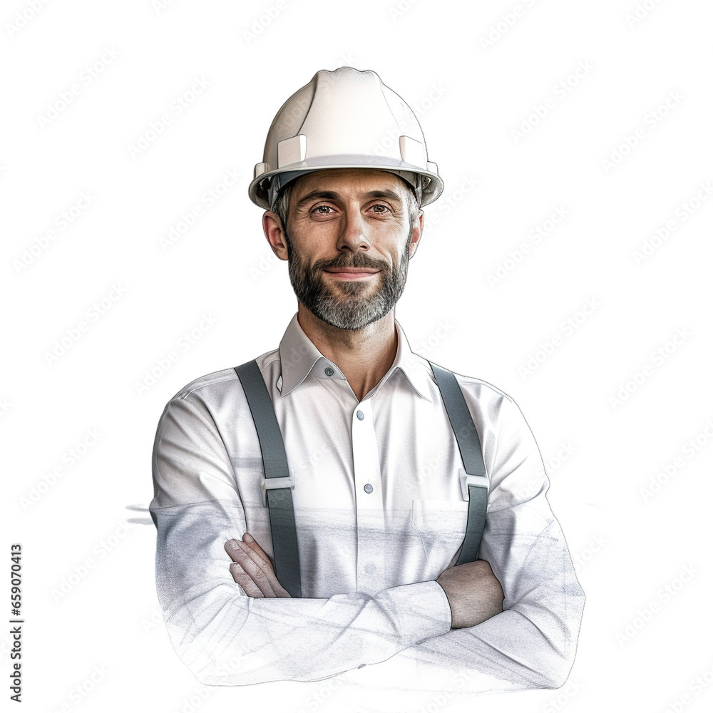 Engineering man isolated on transparent background, Generative ai. Engineering man isolated on transparent background, Generative ai.