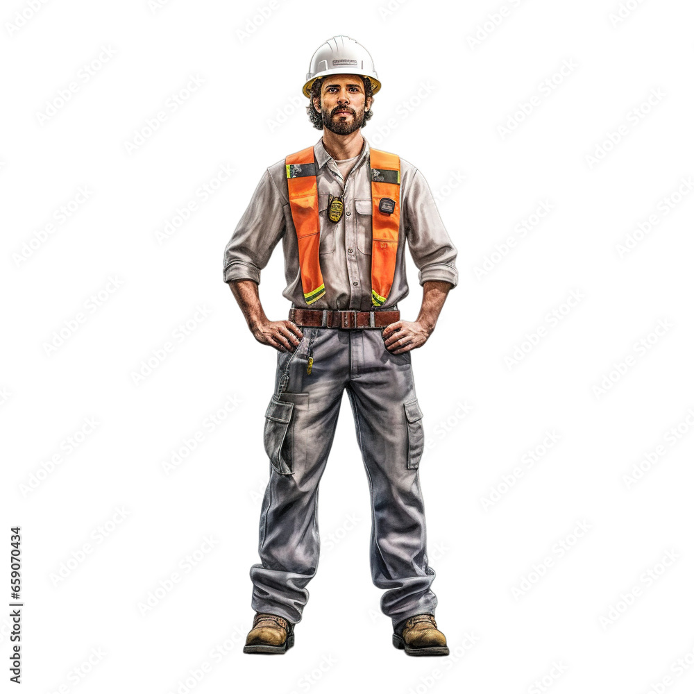 Engineering man isolated on transparent background, Generative ai. Engineering man isolated on transparent background, Generative ai.