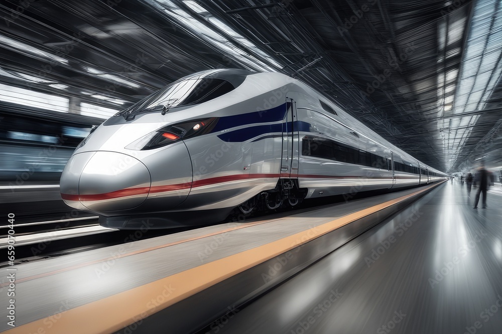 Obraz premium fast moving train in motion