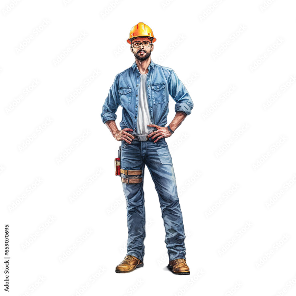 Engineering man isolated on transparent background, Generative ai. Engineering man isolated on transparent background, Generative ai.