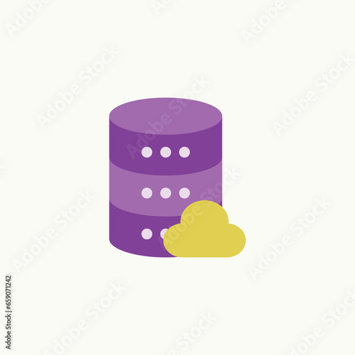 Database Cloud Hosting Server Icon - Cutting-Edge Cloud Technology for Data Management and Hosting Services in Modern IT Infrastructure - Illustration of Cloud Computing and Database Servers