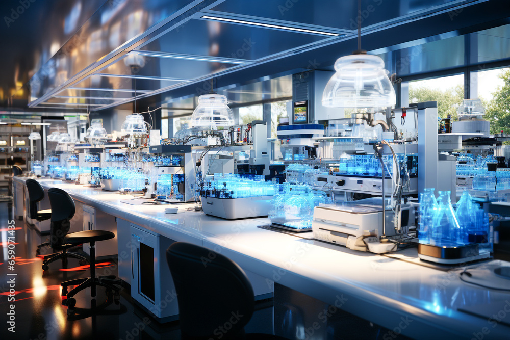 Naklejka premium Scientists working in the laboratory. Ai generative.