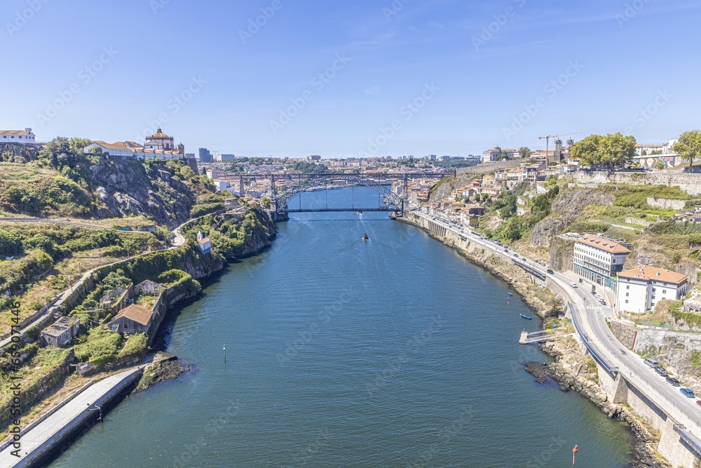 Panoramic view over Douro river near Porto during daytime