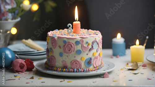 birthday cake with candle high quality photo 