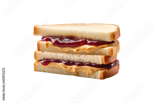 Peanut butter and jelly sandwich (Cutout PNG) isolated on transparent background, AI