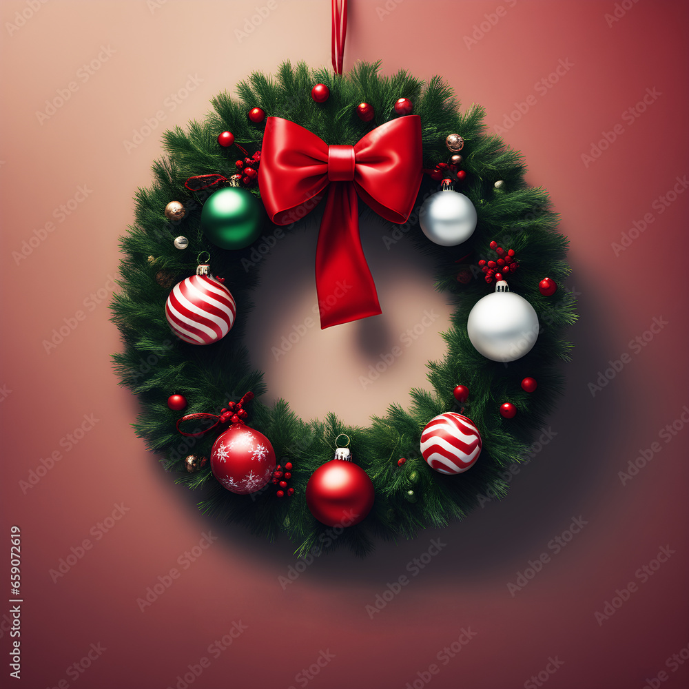 christmas wreath with red ribbon and bow christmas wreath with red ribbon and bow