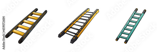 Cartoon ladder on a white background. Vector illustration