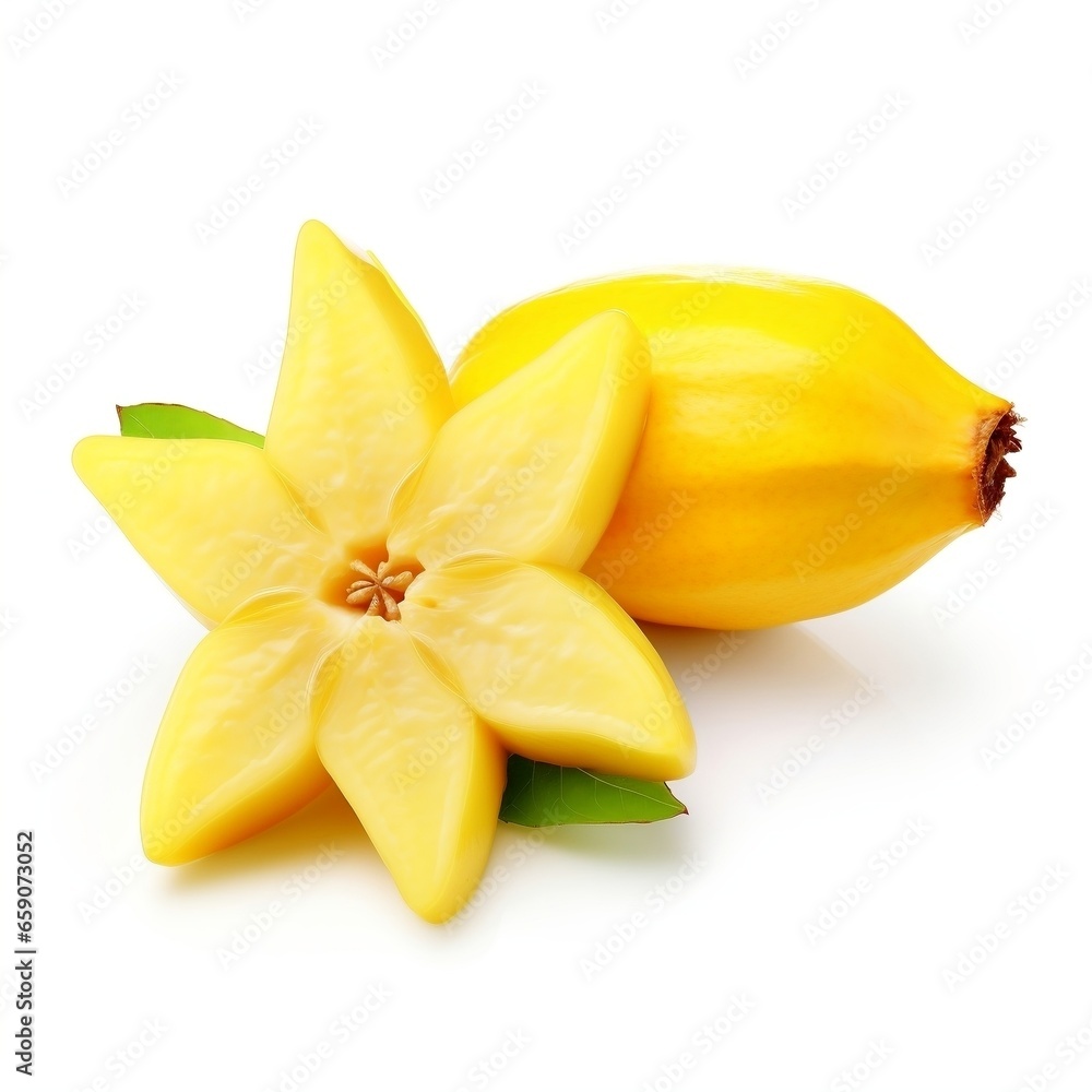 Ripe Star fruit with slice isolated on white background Ripe Star fruit with slice isolated on white background