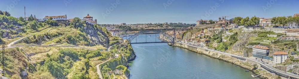 Panoramic view over Douro river near Porto during daytime