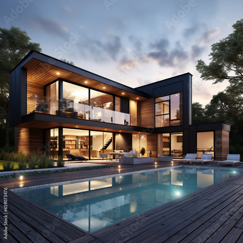 3d rendering of a modern house