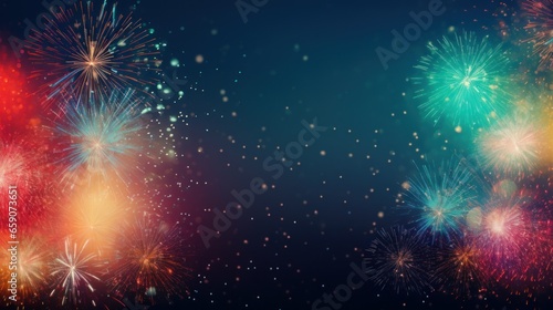 New Year fireworks with room for text, creating an abstract holiday backdrop. Background image, 2024 © Zahid