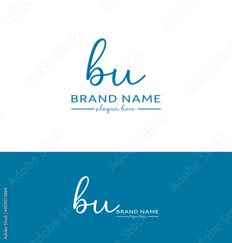 bu Letter Handwriting Signature Logo BU Logo bu icon Design