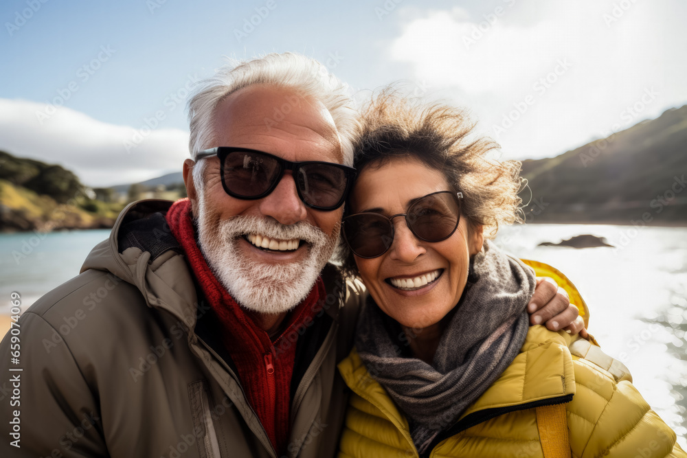 An elderly Hispanic couple cherishing outdoors love oozing epitomizing fulfilling Latin American retirement An elderly Hispanic couple cherishing outdoors love oozing epitomizing fulfilling Latin American retirement