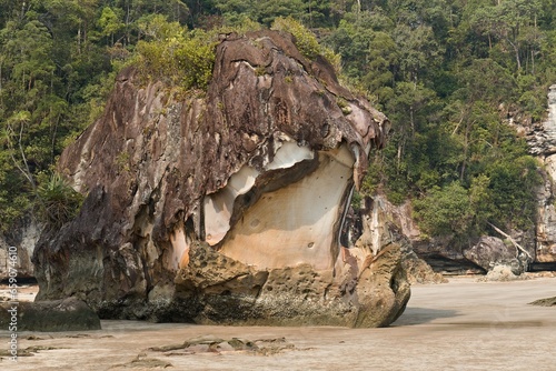 A view of the rocky coast and the South China Sea in Taman Negara Bako National Park. Borneo island. Malayasia. photo