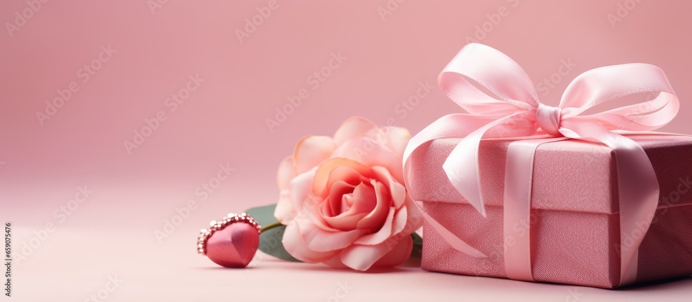 Pink gift box with fabric heart and greeting card versatile for various occasions Pink gift box with fabric heart and greeting card versatile for various occasions