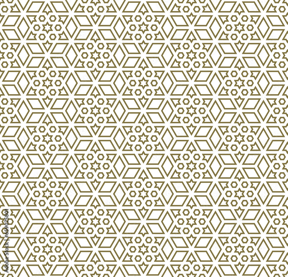 Seamless geometric ornament based on traditional islamic art.Brown color lines. For fabric,textile,cover,wrapping paper,background
